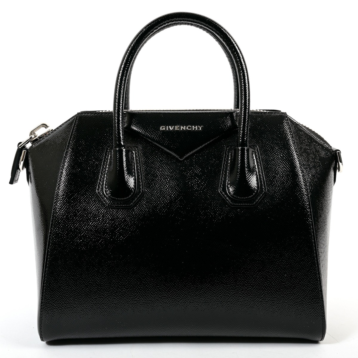 Givenchy Black Patent Leather Small Antigona Top Handle Bag