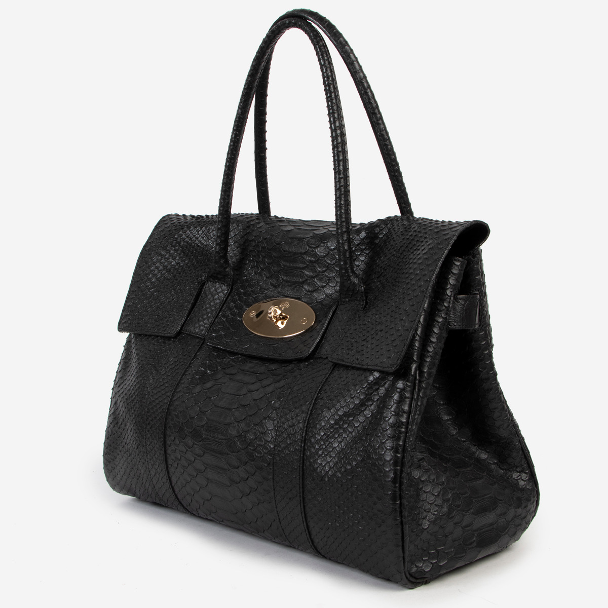 Mulberry Black Snake Effect Bayswater Tote Labellov Buy and Sell Authentic Luxury