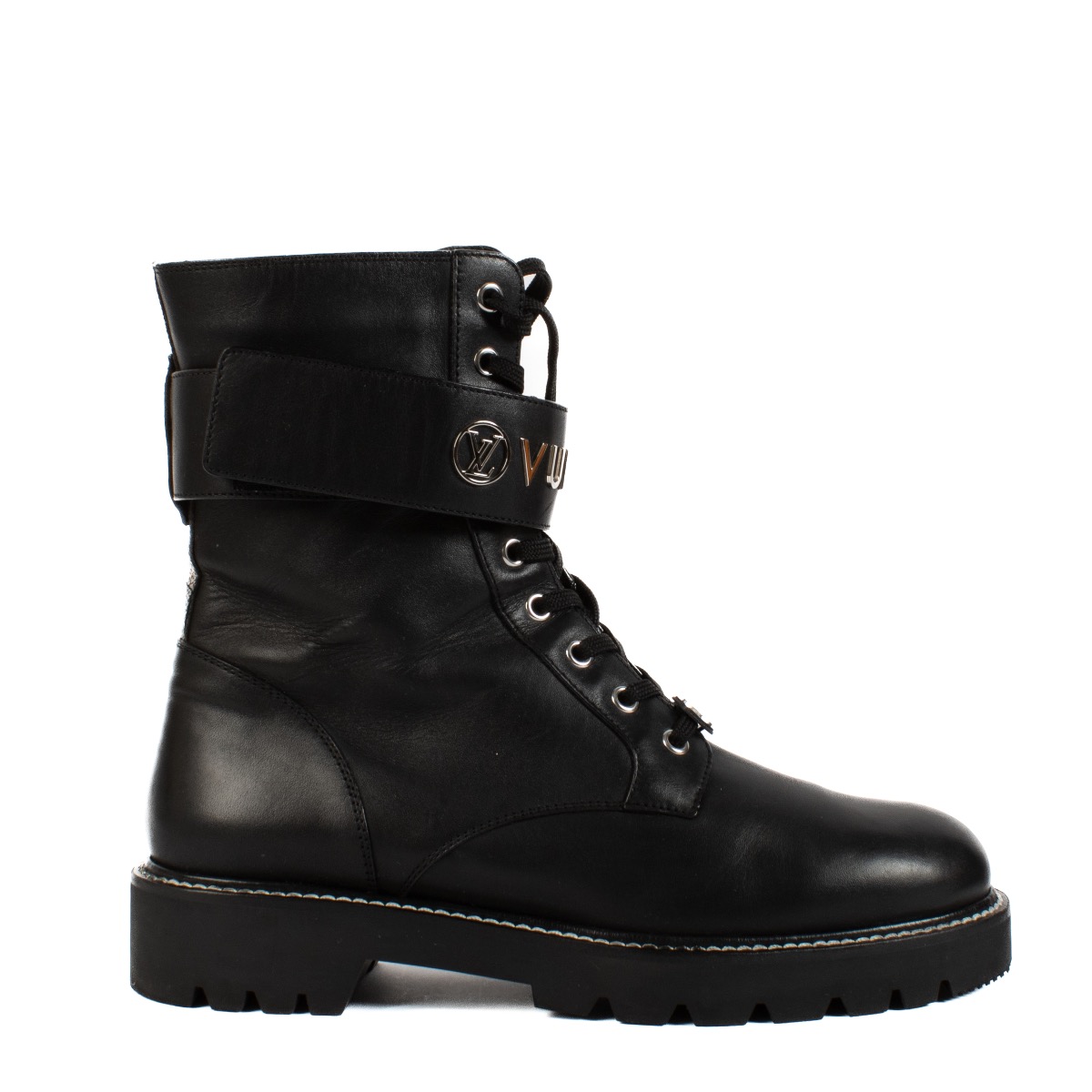 Louis Vuitton Black Leather Territory Flat Ranger - size 41