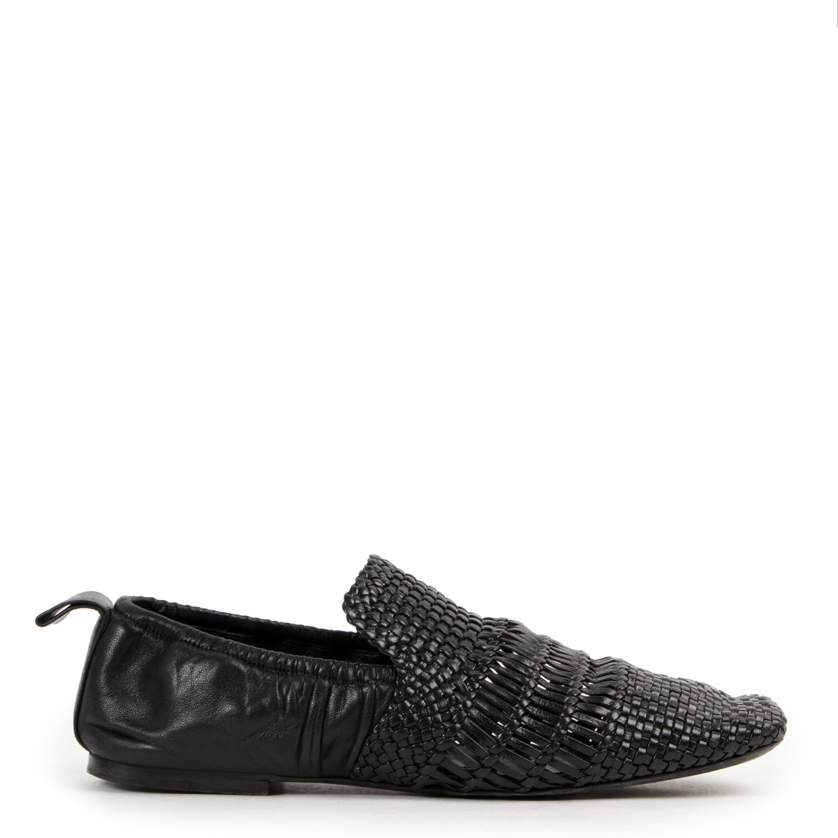 Celine Black Woven Leather Flats Size 37.5 Labellov Buy