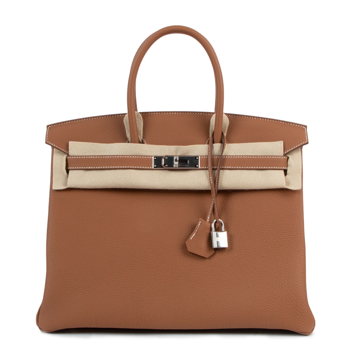 【上質で使いやすい】HERMES 35 unicolor bag ゴールド Hermes Birkin bag 35 Gold Togo leather Silver hardware | L