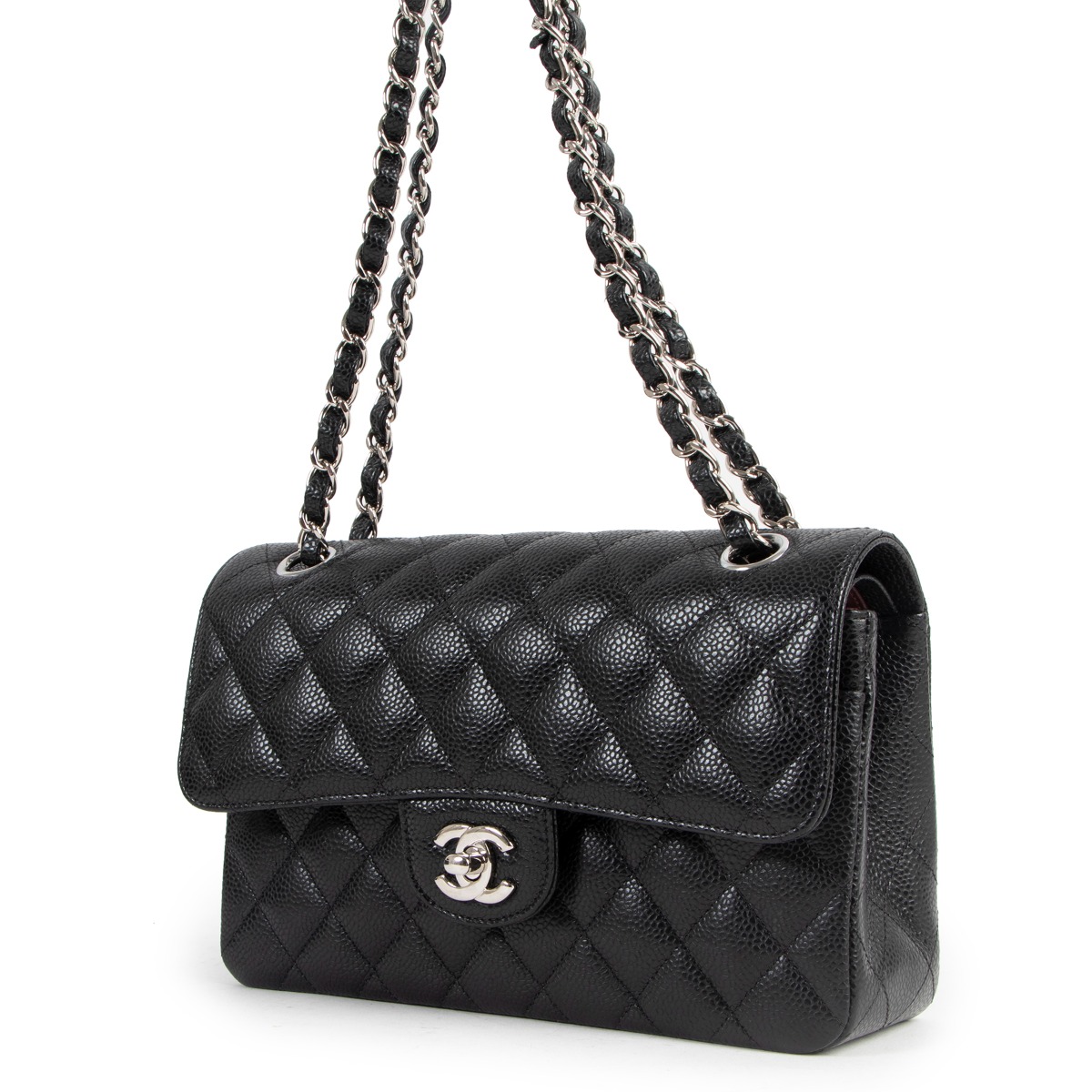 Chanel Black Caviar Leather Small Classic Flap Bag Labellov Buy and Sell Authentic Luxury