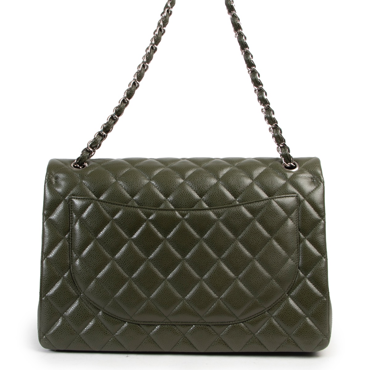 Chanel Khaki Caviar Quilted Leather Maxi Double Classic Flap Bag Labellov Buy and Sell Authentic Luxury