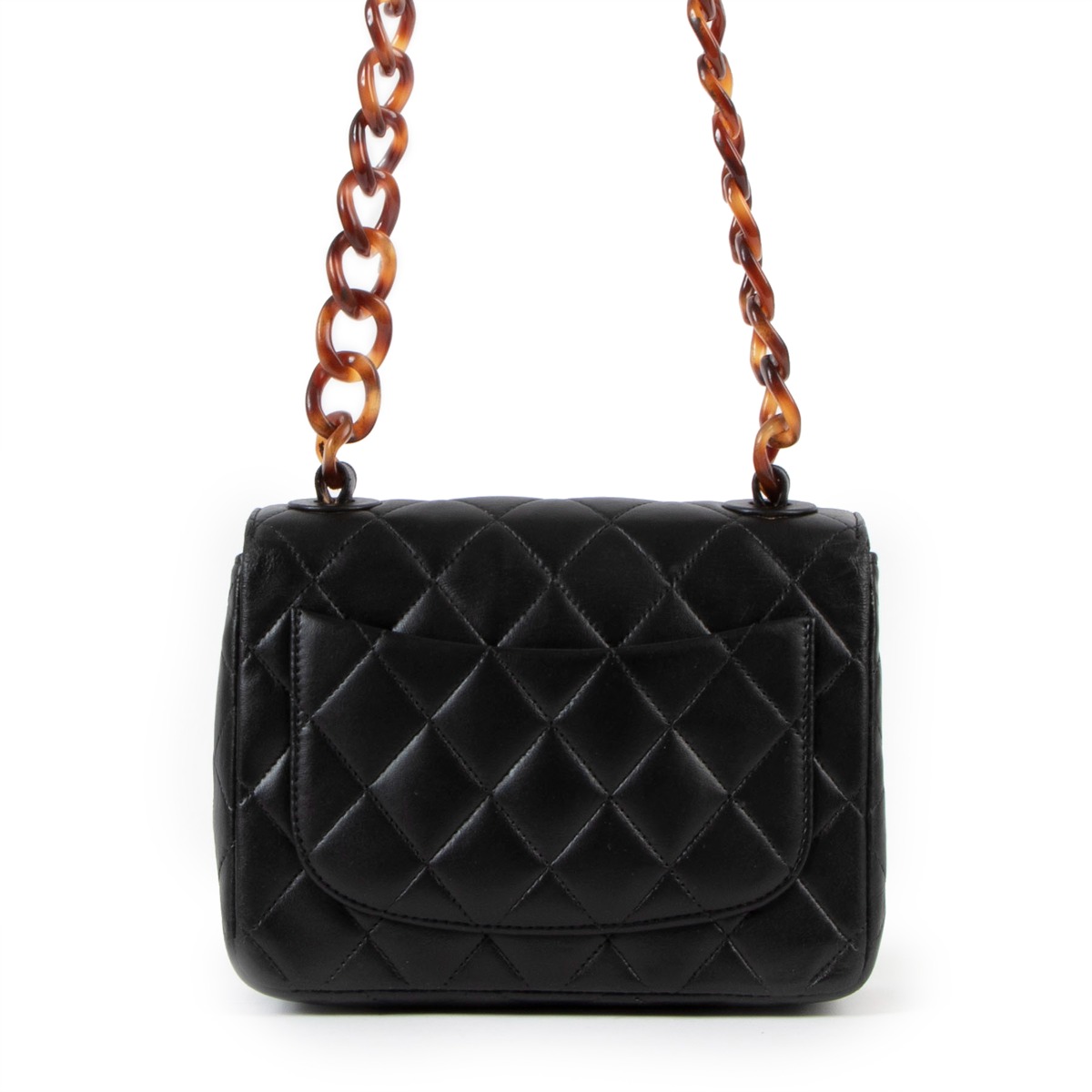 Chanel Vintage Tortoise Chain Mini Square Classic Flap Bag