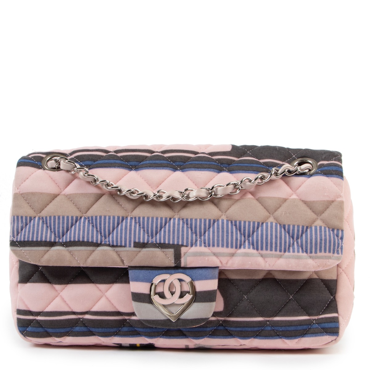 Chanel Cruise 2009 CC Heart Printed Jersey Medium Flap Bag Labellov Buy and  Sell Authentic Luxury