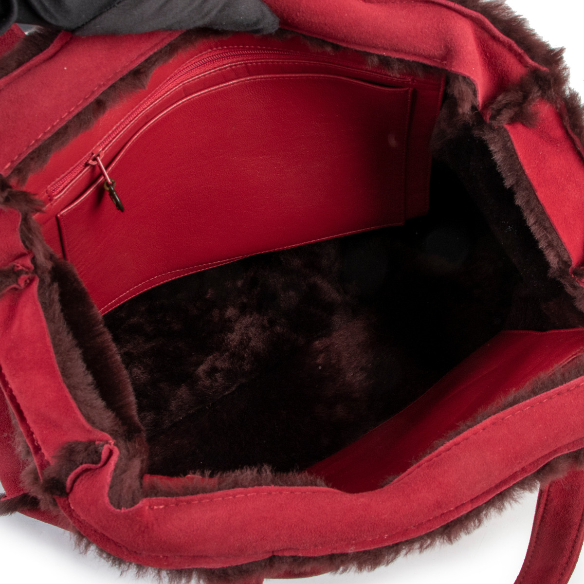 CHANEL Suede Shearling Fur Shoulder Bag Orange 78229