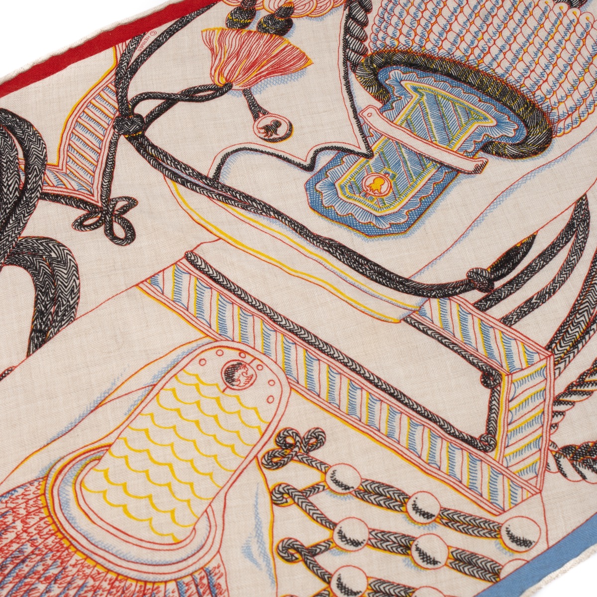 Hermès Cashmere & Silk Zouaves Et Dragons Losange Scarf