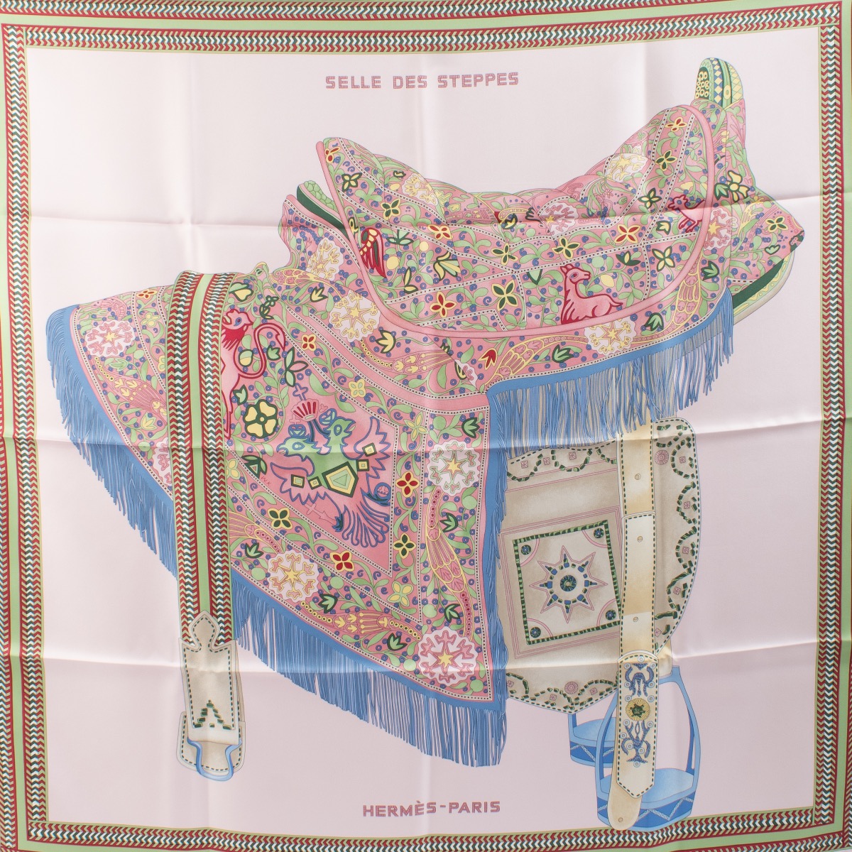 HERMES(エルメス)CARRE 90CM Selle des Steppes Hermes Scarf Selle des Steppes 90 cm silk blue horse saddle