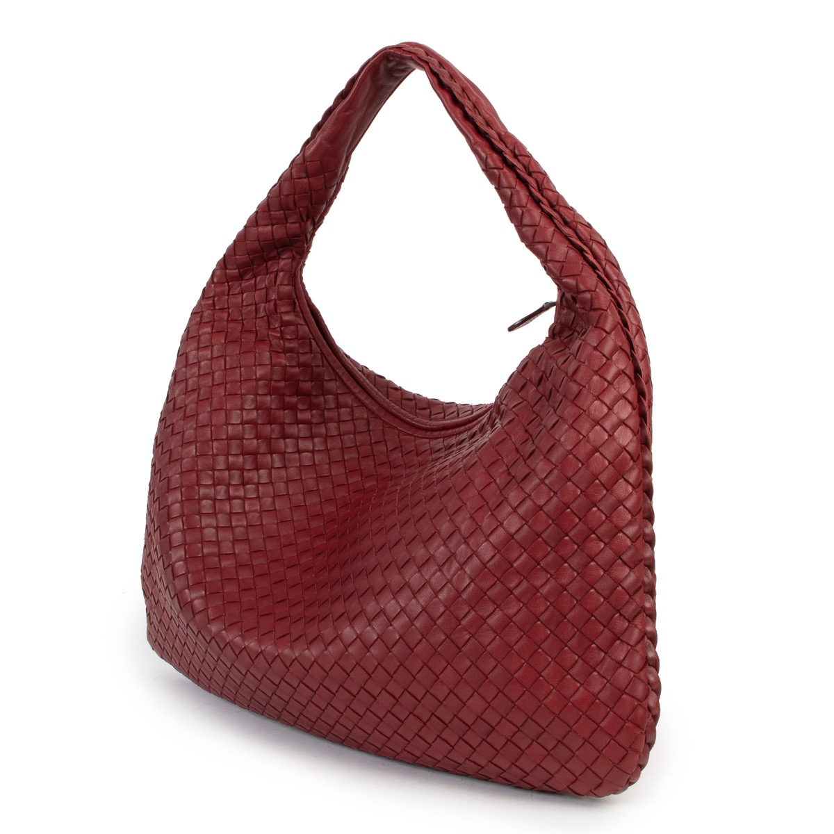 BOTTEGA VENETA レザー編み込みストラップ 赤 Bottega Veneta Red Woven Leather Shoulder Bag ○ Labellov