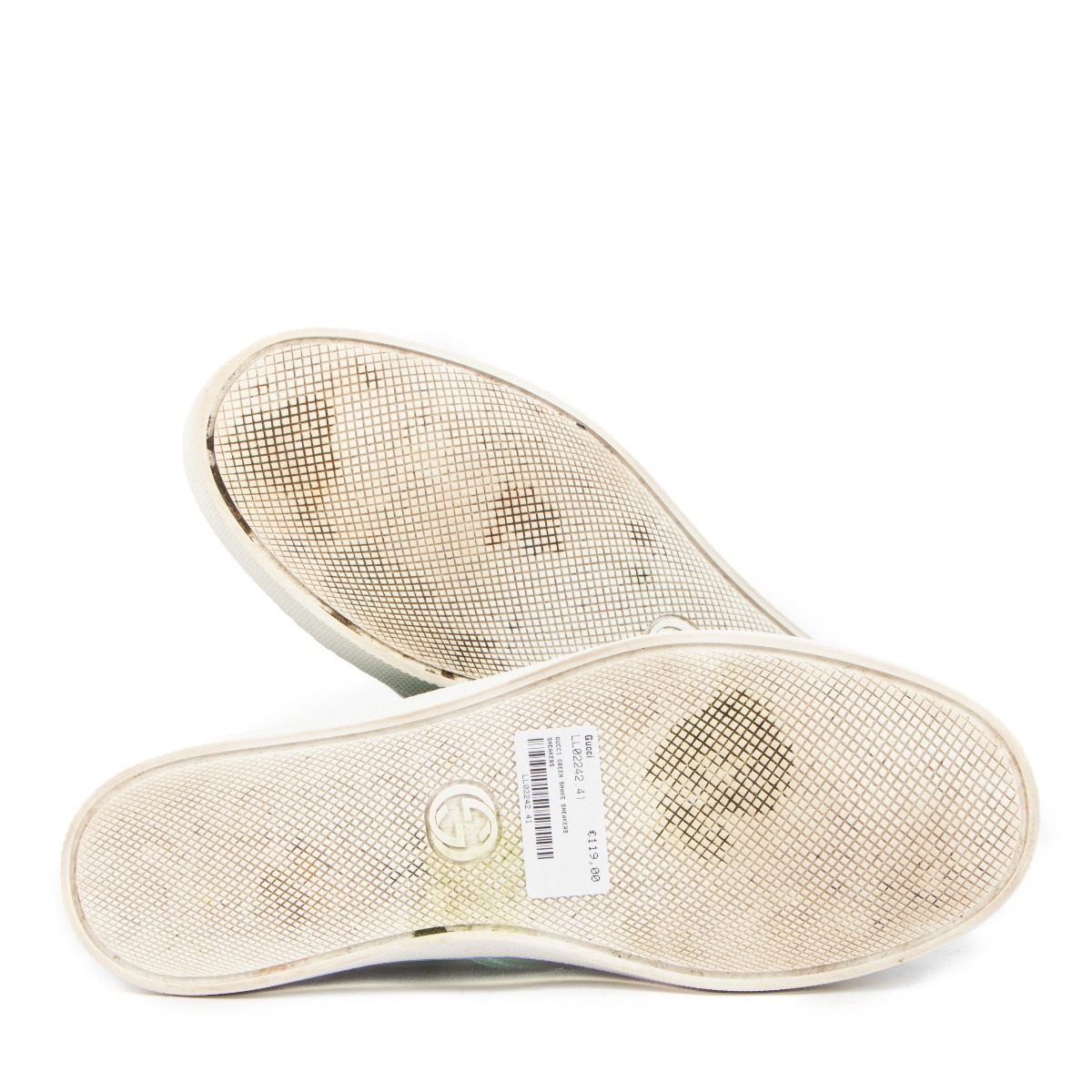 Gucci Dublin Snake-Print Green Leather Sneakers - Size 42 1