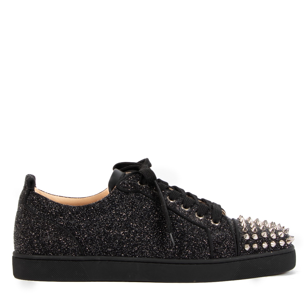 Christian Louboutin Black Glitter Louis Sneakers Size 42 5 Labellov Buy and Sell Authentic Luxury