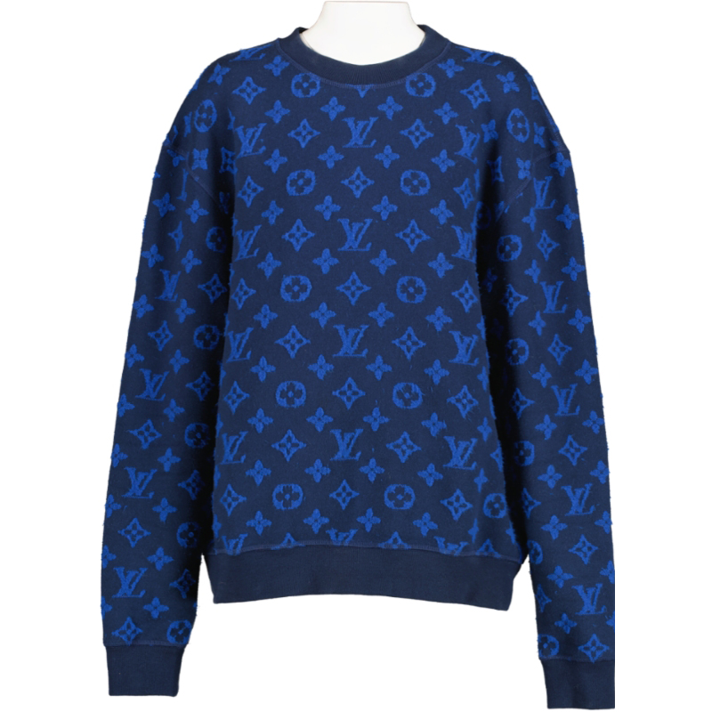 Louis Vuitton Blue Cotton and Wool Crew Neck Sweater - size S ○ Labellov ○  Buy and Sell Authentic Luxury