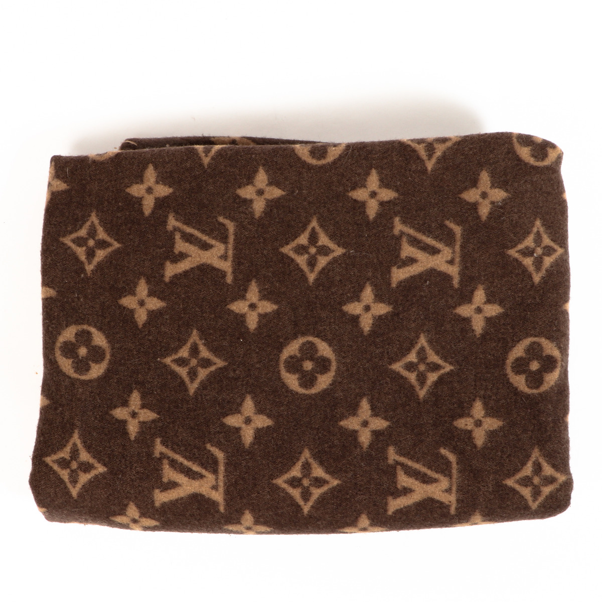 Louis Vuitton Brown Neo Monogram Cashmere And Wool Blanket