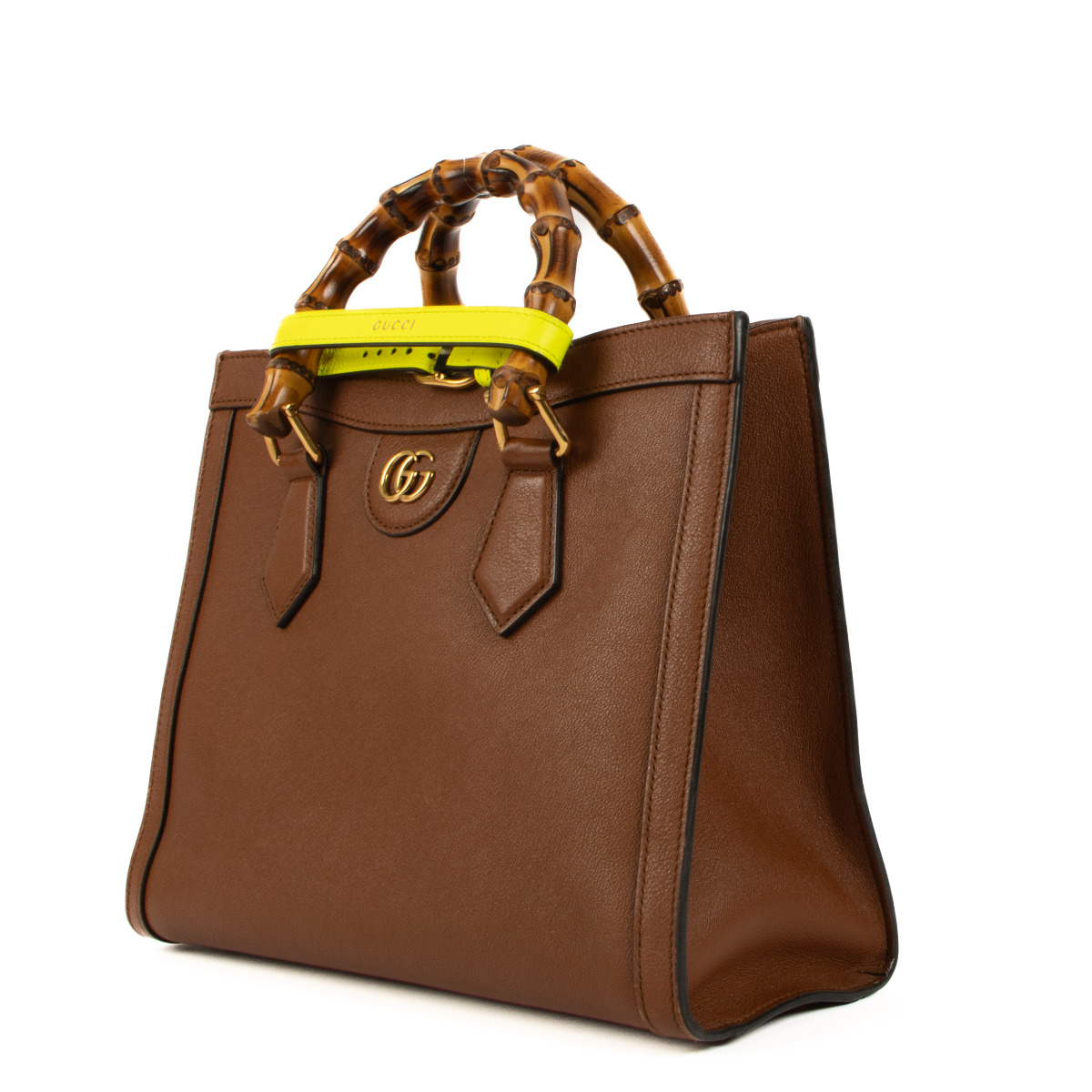 【本日特価】 Small Brown Gucci Diana Labellov ○ Bag Handle Top Bamboo 小物