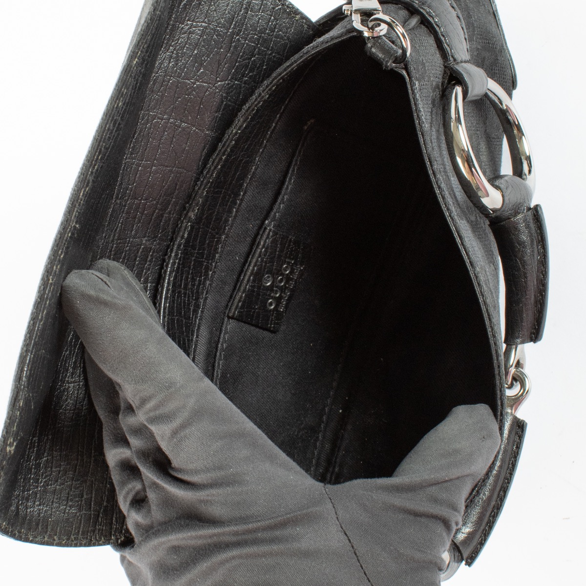 Gucci Black GG Canvas Horsebit Chain Bag ○ Labellov ○ Buy