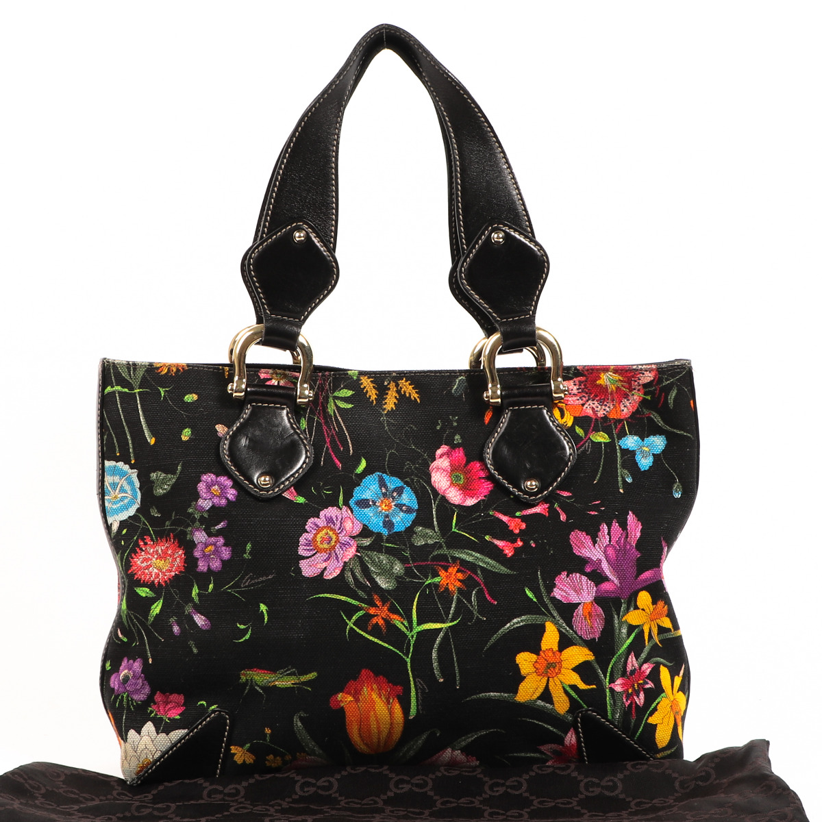 Gucci Black Floral Print Canvas Bag Labellov Buy and Sell