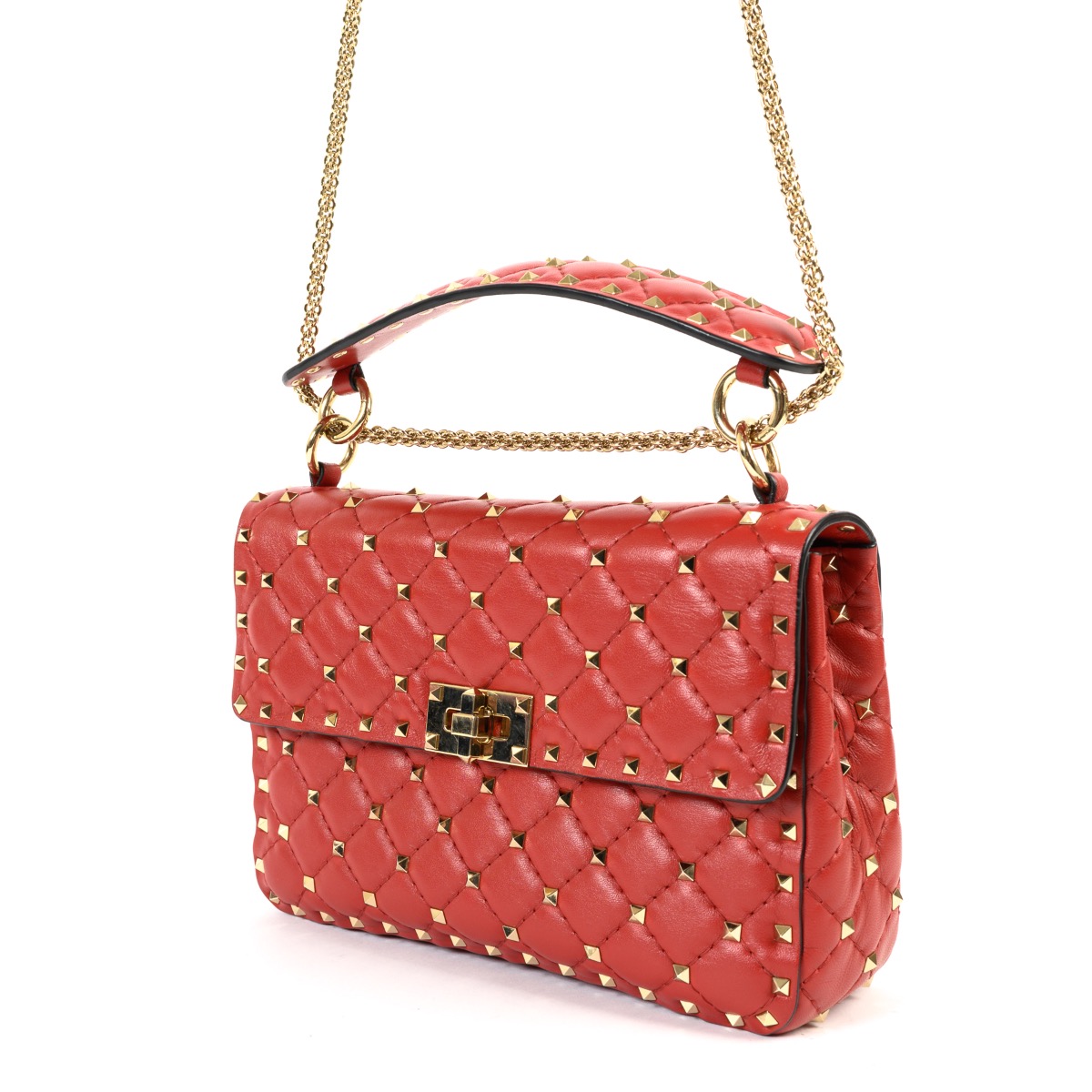 VALENTINO ROCKSTUD BAG SPIKE FORMAT MEDIUM BAG NEW Red Golden Leather Metal  ref.126764 - Joli Closet