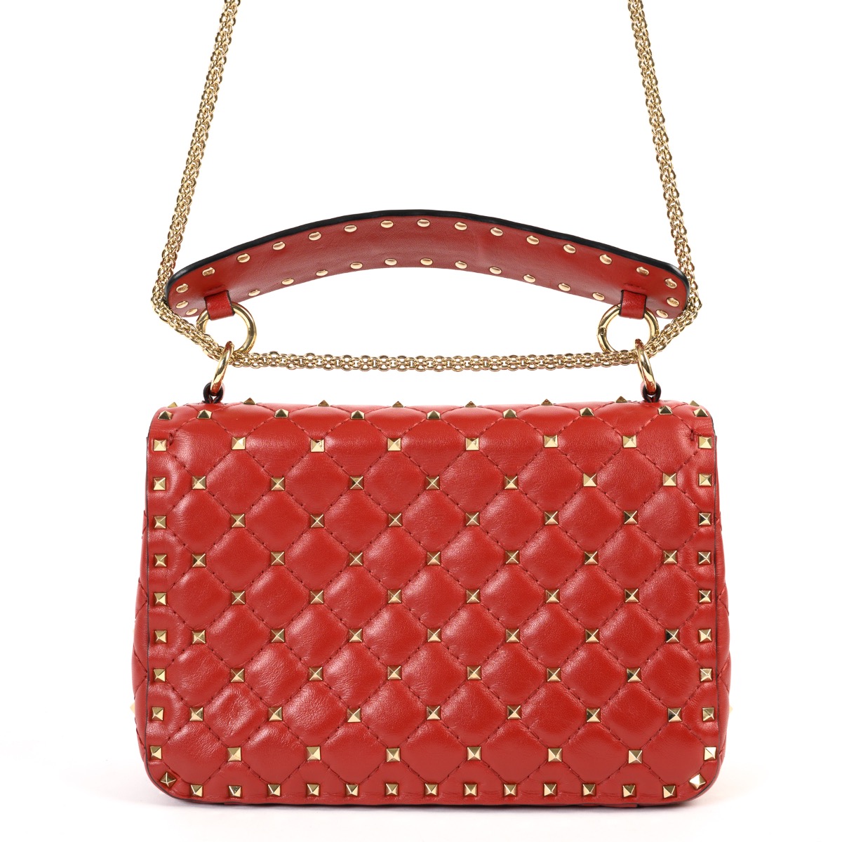 Valentino Garavani Red Leather Medium Rockstud Spike Crossbody Bag ○  Labellov ○ Buy and Sell Authentic Luxury