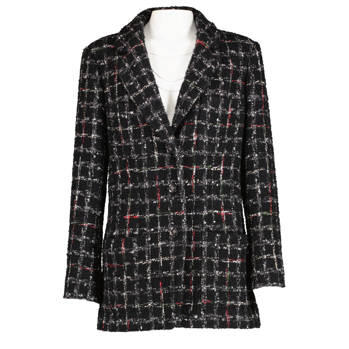 Chanel 22K Black Check Tweed Jacket - FR38 Labellov Buy and Sell Authentic  Luxury