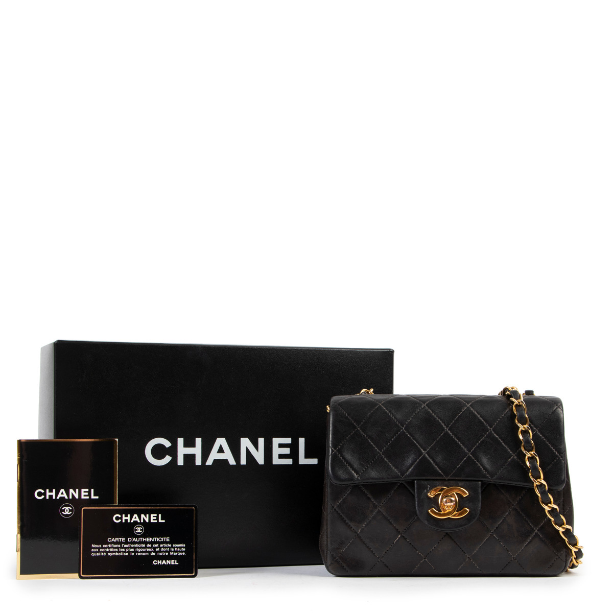 Chanel Black Classic Lambskin Mini Square Flap Bag