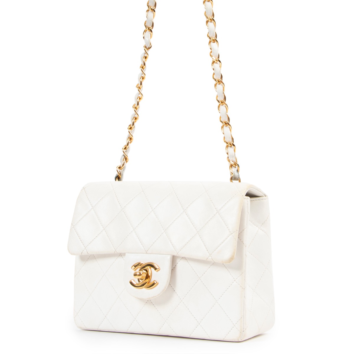 Chanel White Lambskin Mini Square Classic Flap Bag ○ Labellov ○ Buy and Sell  Authentic Luxury