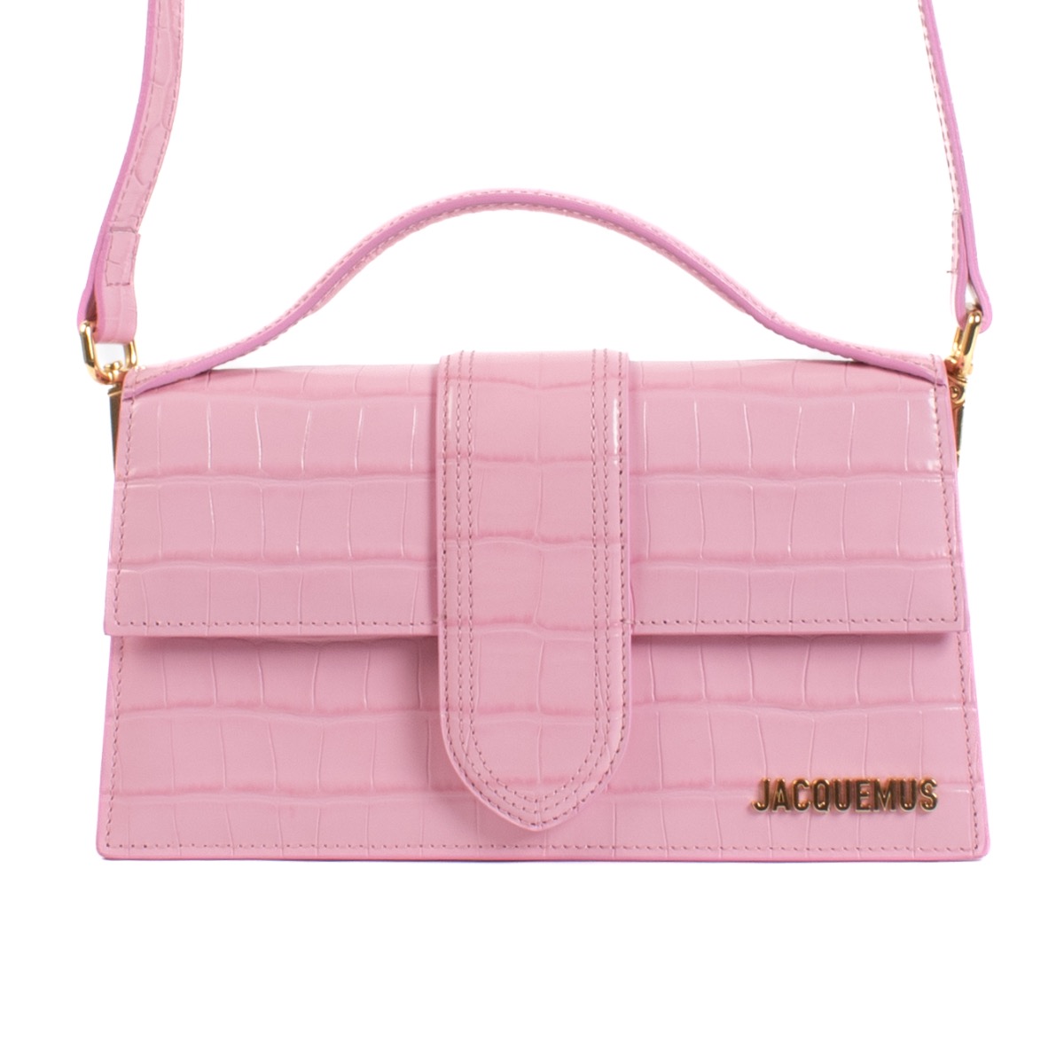 JACQUEMUS 223FO0352390PINK 関税送料込 Jacquemus Pink Croc-Embossed Le Grand Bambino Bag