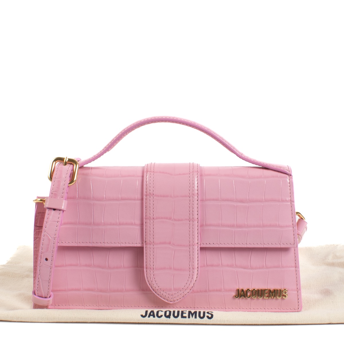 Jacquemus Pink Croc-Embossed Le Grand Bambino Bag