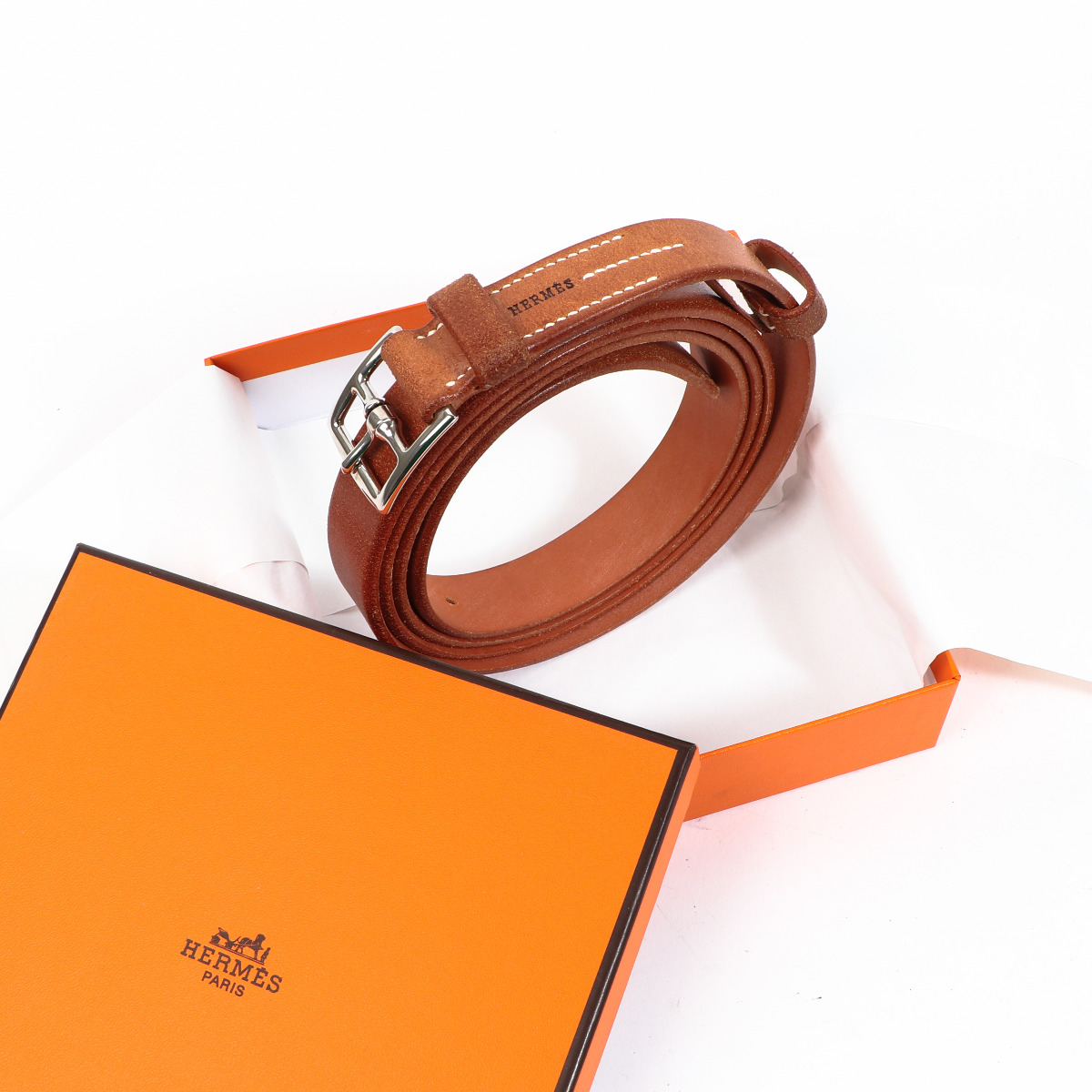 Hermès Cognac Etriviere Double Tour Belt ○ Labellov ○ Buy