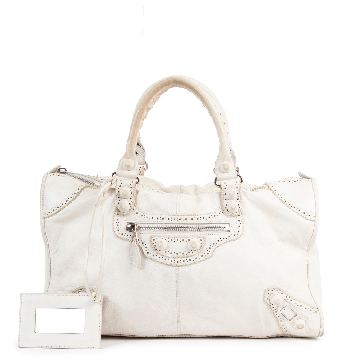 Spole tilbage Maestro sav Balenciaga White Giant 21 Brogue Work Handbag ○ Labellov ○ Buy and Sell  Authentic Luxury