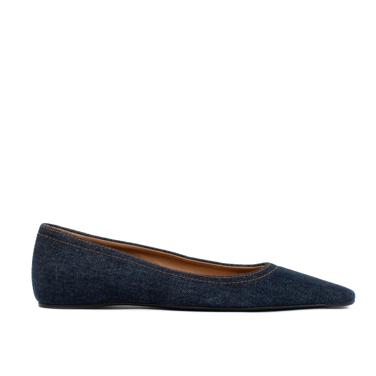 Toteme Blue Denim Square Toe Flats Size 37 Labellov Buy and Sell Authentic Luxury