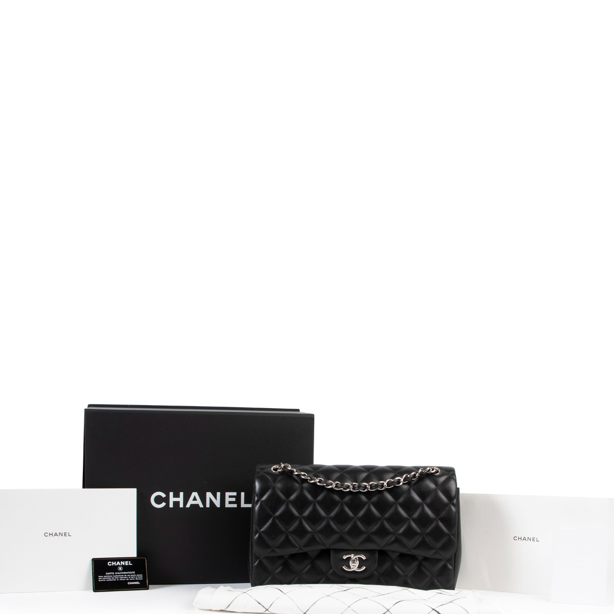 Chanel White Quilted Caviar Jumbo Classic Single Flap Silver Hardware,  2009-2010 Available For Immediate Sale At Sotheby's