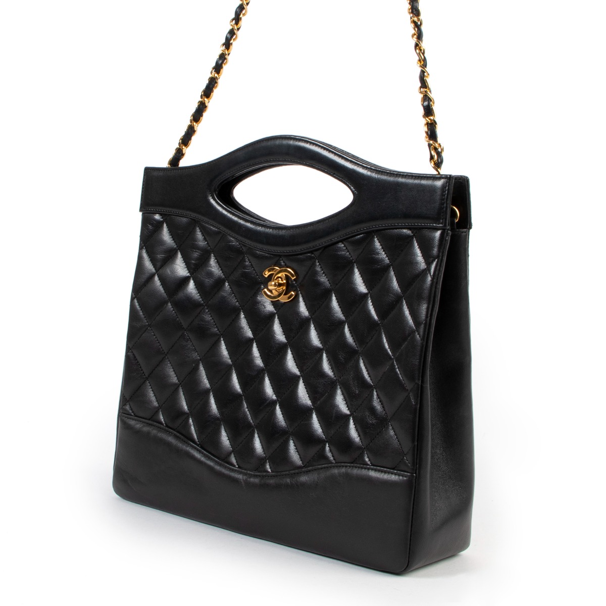 Chanel Vintage Black 31 Quilted Small Tote Bag Labellov Buy