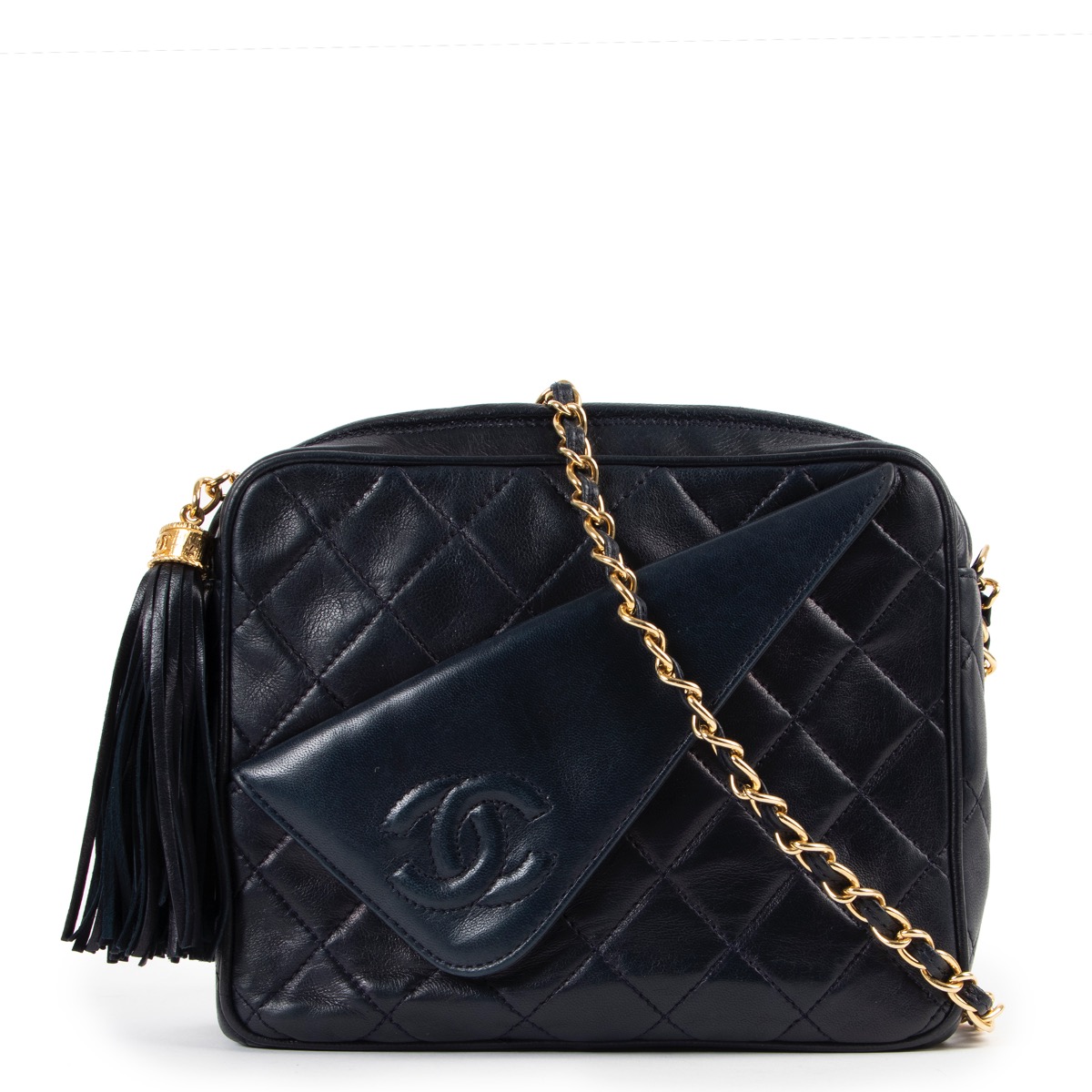 Chanel Navy Tassel Camera Bag ○ Labellov ○ Buy and Sell Authentic Luxury