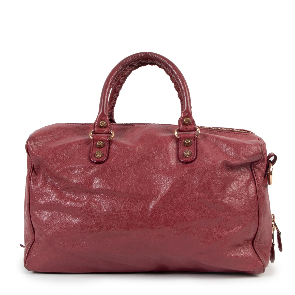 専用　balenciaga wool leather boston bag Balenciaga Black Arena Leather Giant Polly Boston Bag