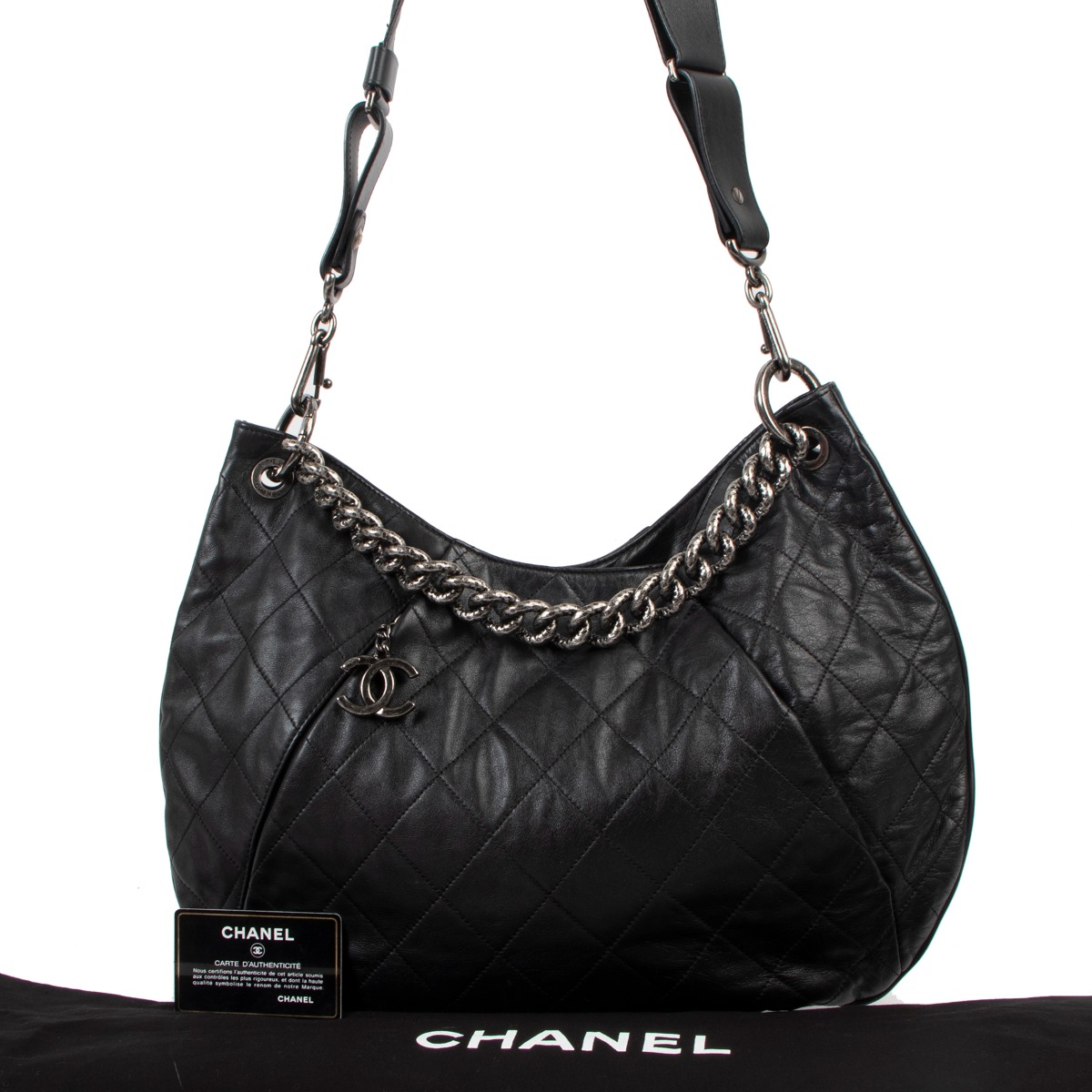 Chanel Black Quilted Calfskin Coco Pleats Hobo Bag Labellov Buy