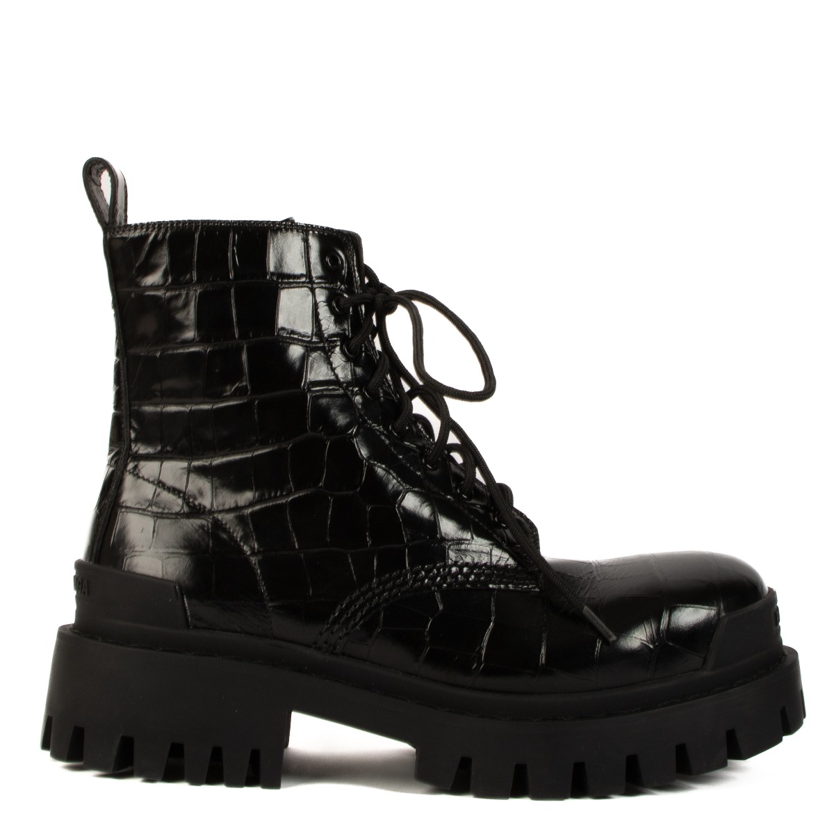 ロングブーツ BALENCIAGA Black Leather Strike Ankle Boots Balenciaga Strike Ankle Boots Black Leather Men's