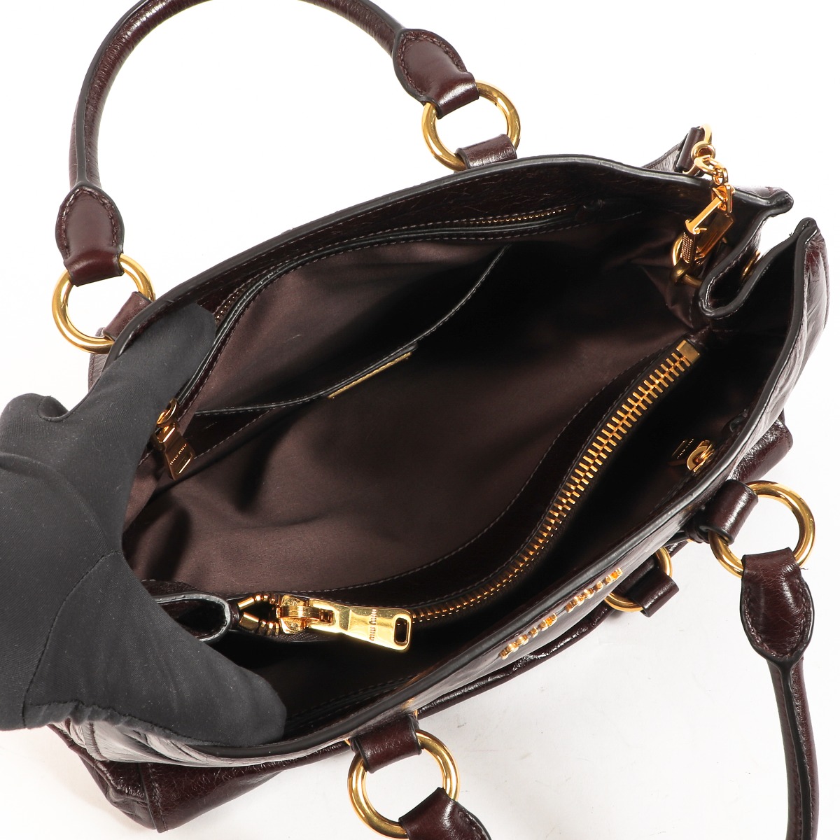 Miu Miu Dark Brown Vitello Lux Tote Bag ○ Labellov ○ Buy