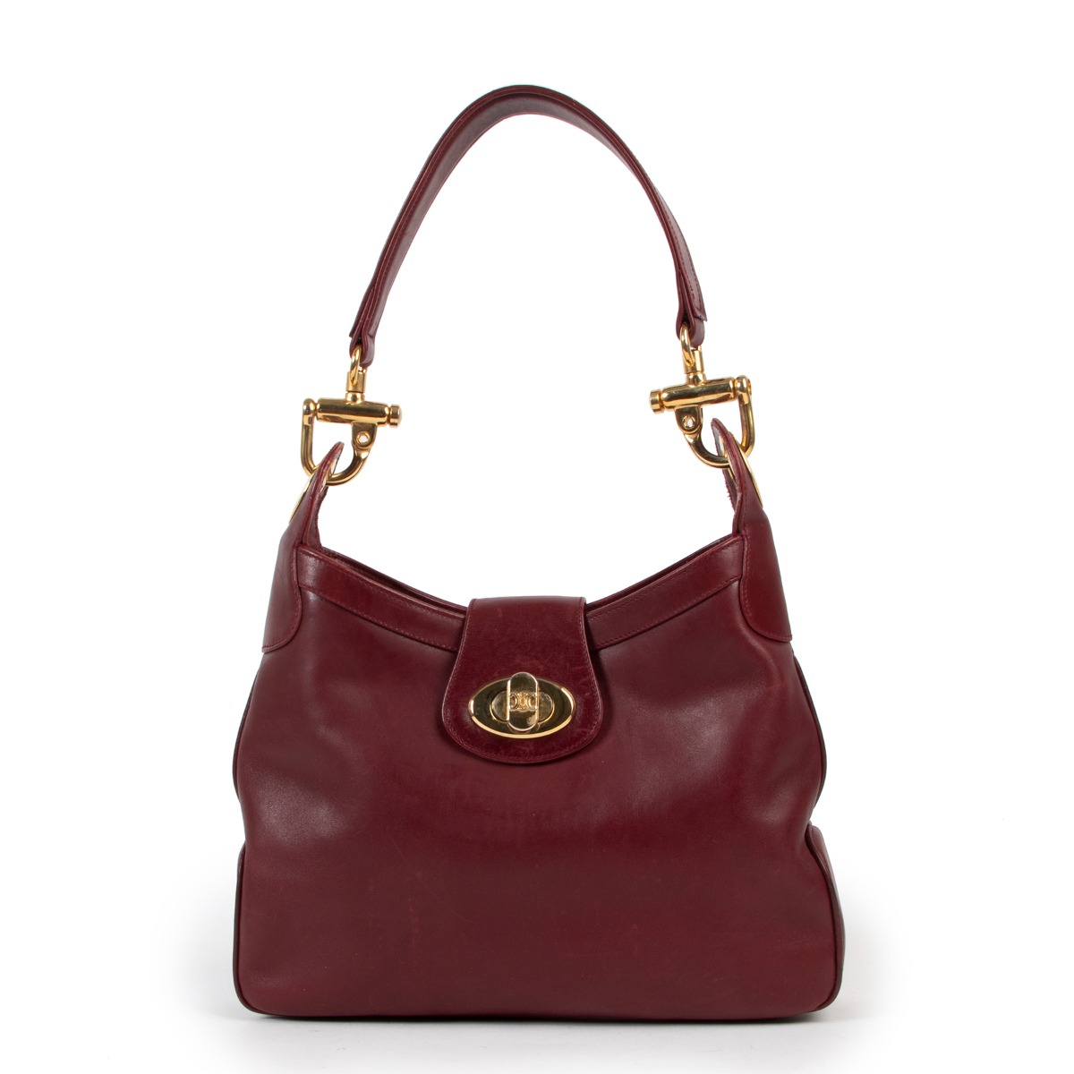 品質満点 Turnlock Burgundy Vintage Celine Shoulder Labellov ○ Bag バッグ