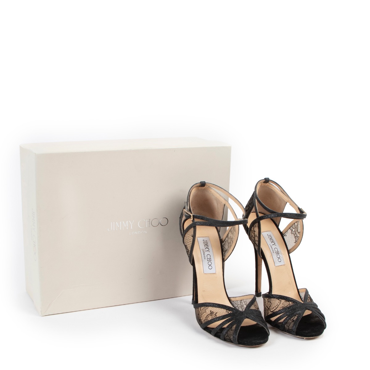 Jimmy Choo Fitch Black Lace Sandals Size 38 Labellov Buy and