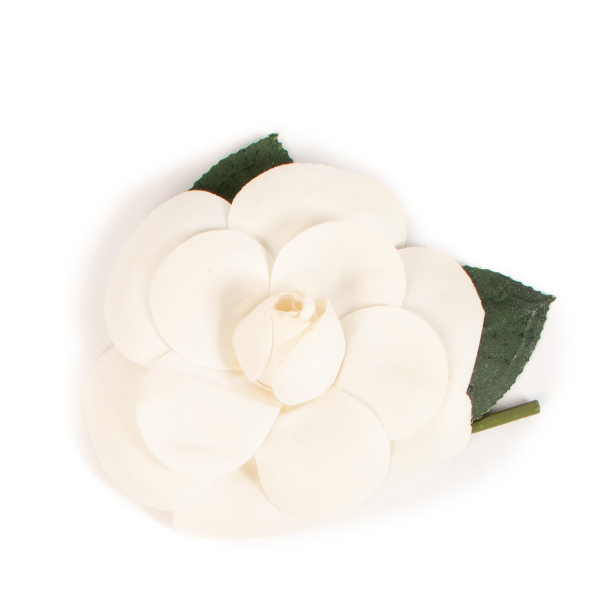 Vintage White Fabric Camelia Camellia Flower Pin Brooch