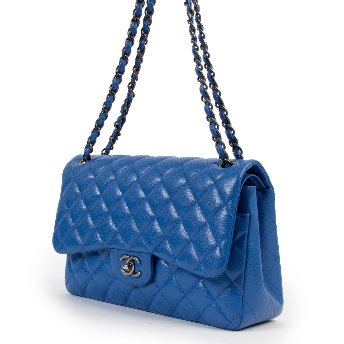 Chanel Blue Caviar Jumbo Classic Flap Bag ○ Labellov ○ Buy and Sell  Authentic Luxury
