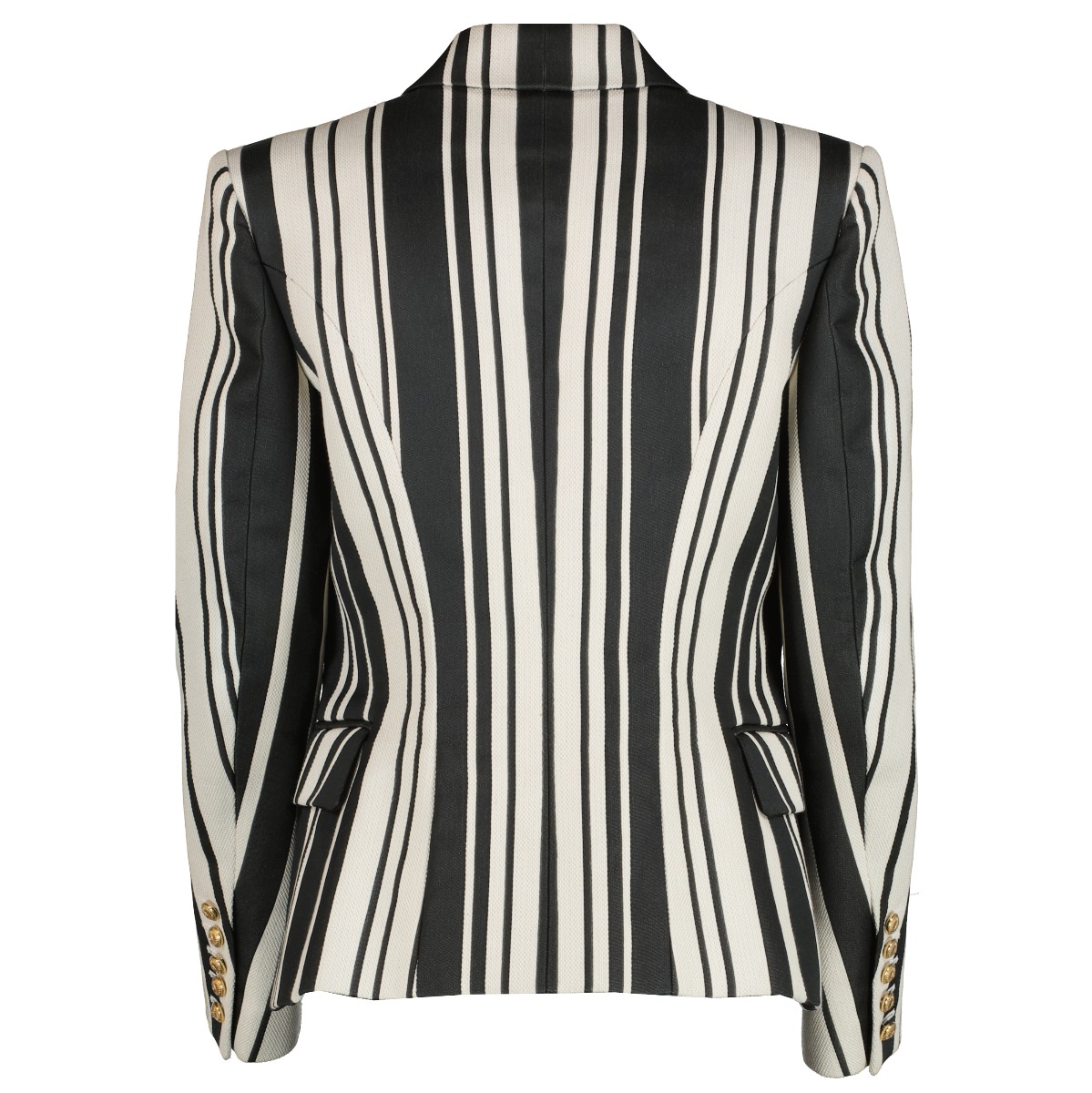 Balmain Black And White Striped 6-Button Jacket - Size 42