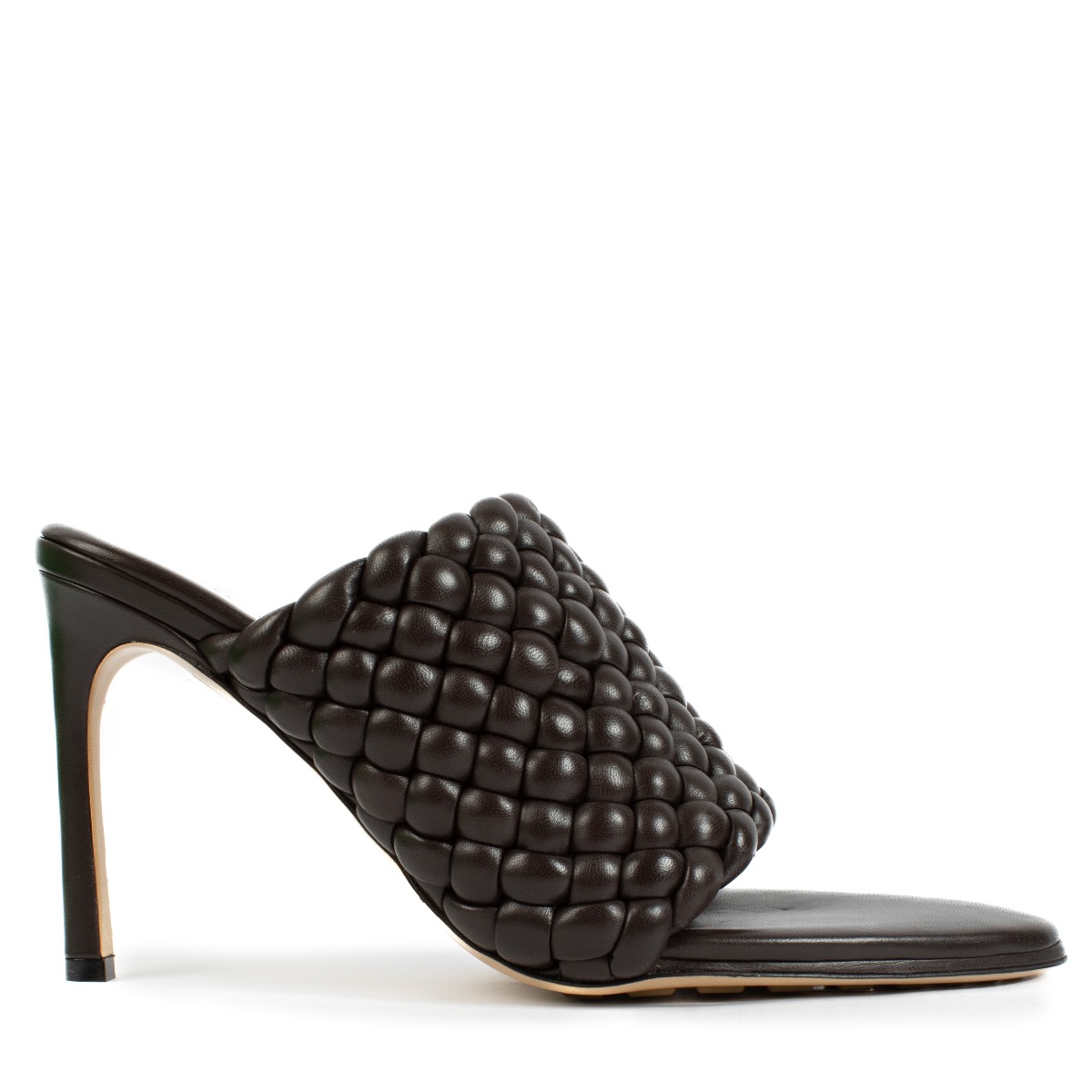 BOTTEGA VENETA ブラックレザーミュール Bottega Veneta Black Leather Curve Sandals - Size 37 1/2