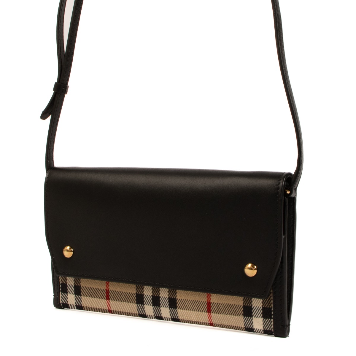 Burberry Check/Leather Wallet On Strap ○ Labellov ○ Buy