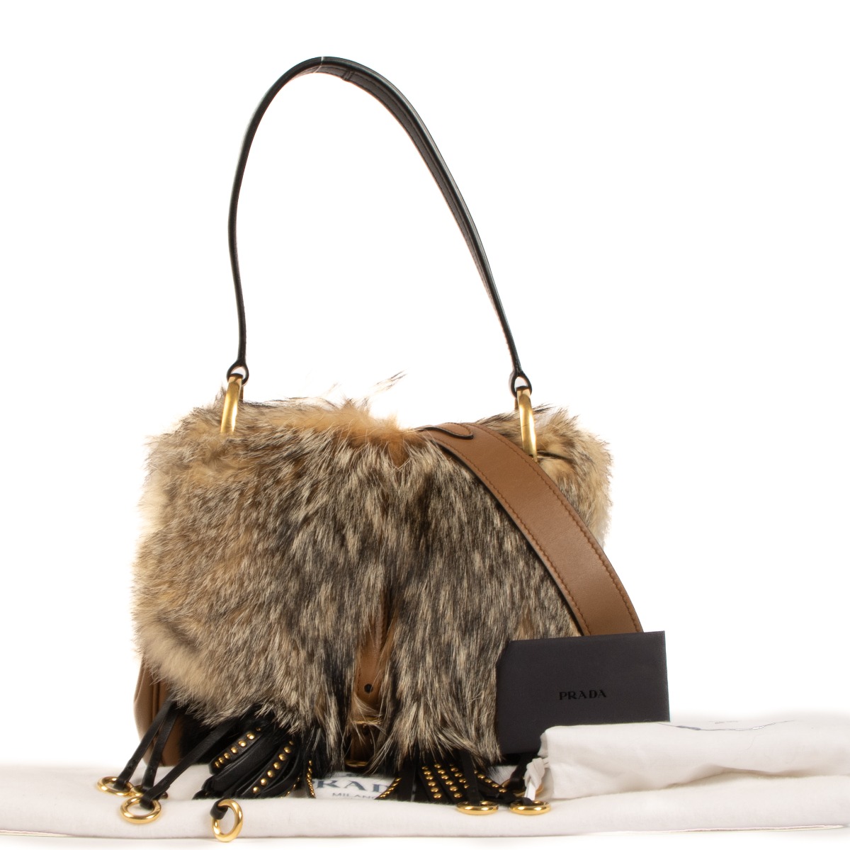 Prada Naturale Fox Fur/City Calf Corsaire Bag ○ Labellov ○ Buy