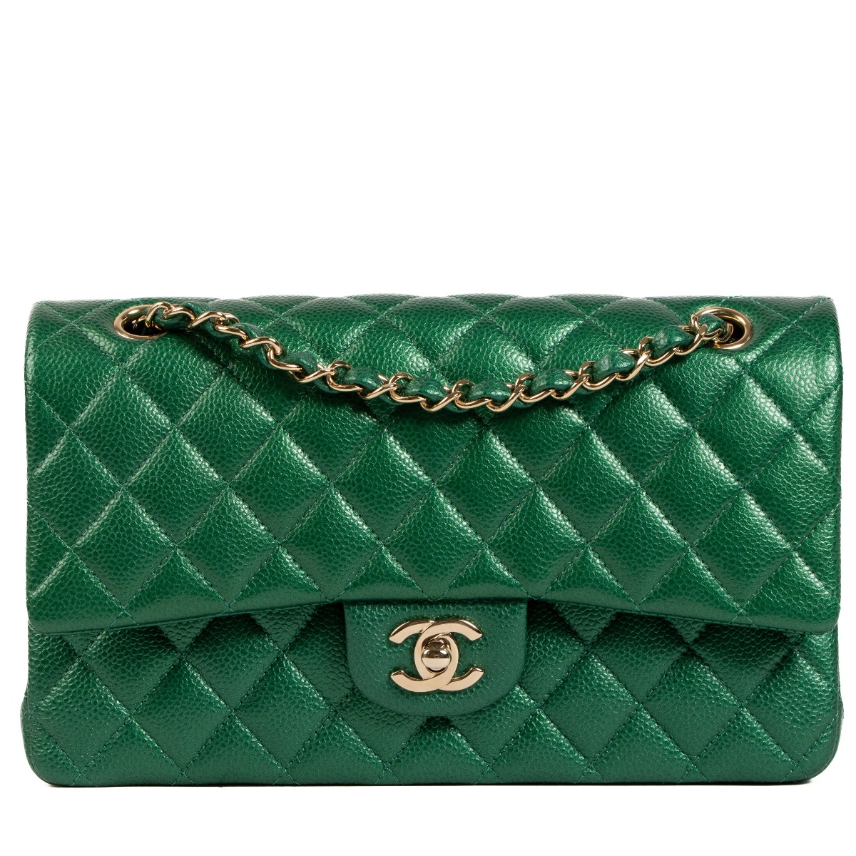 Green chanel classic flap outlet