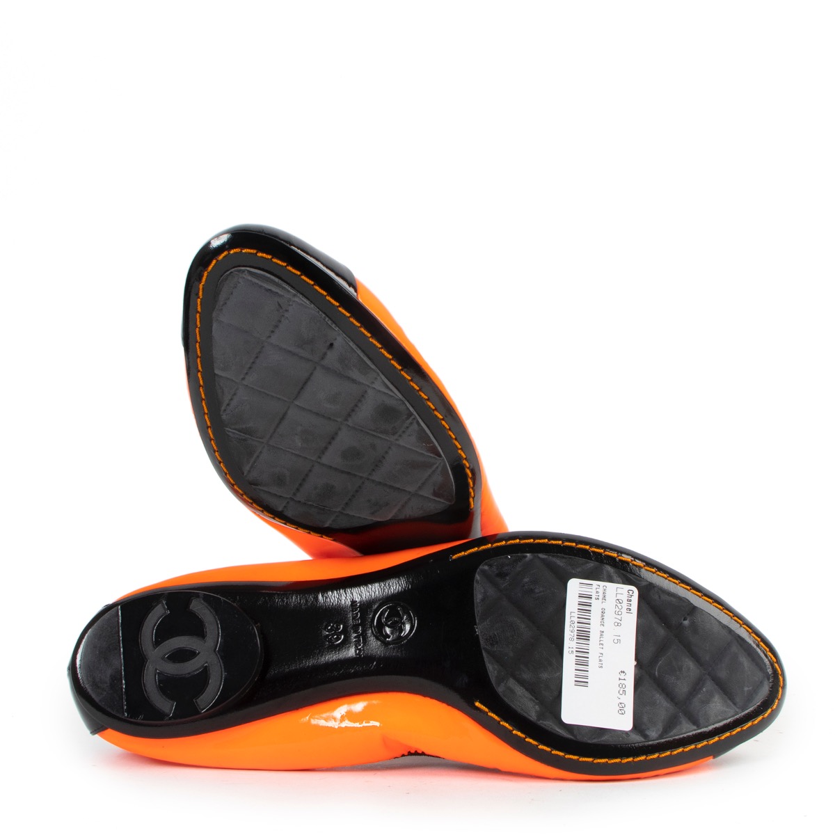 Chanel Orange Patent Ballerina Flats - Size 39 ○ Labellov