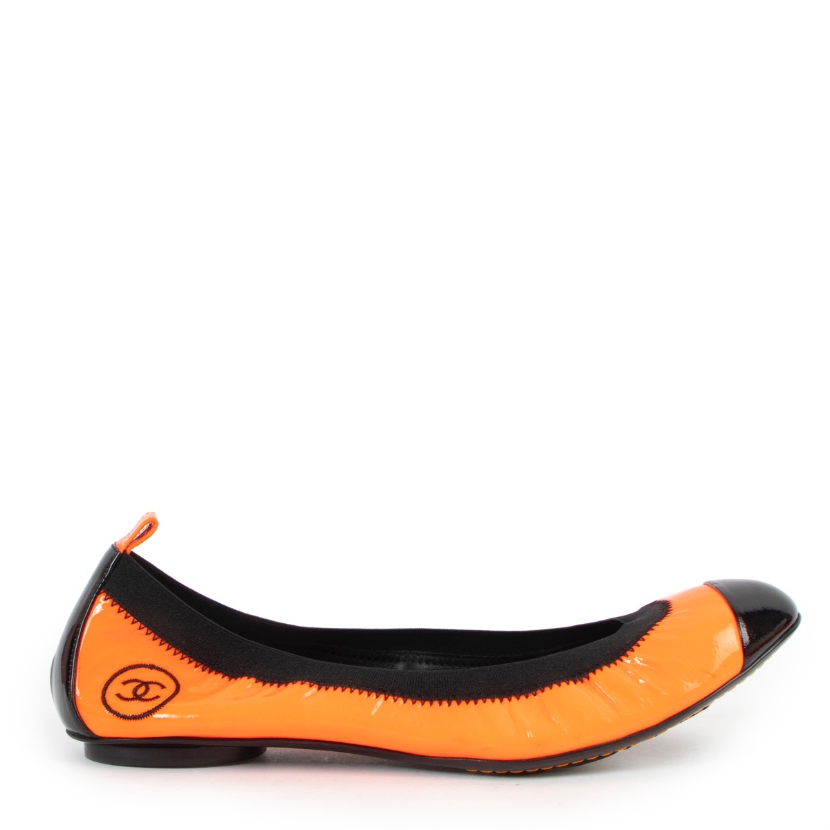 Chanel Orange Patent Ballerina Flats - Size 39 ○ Labellov