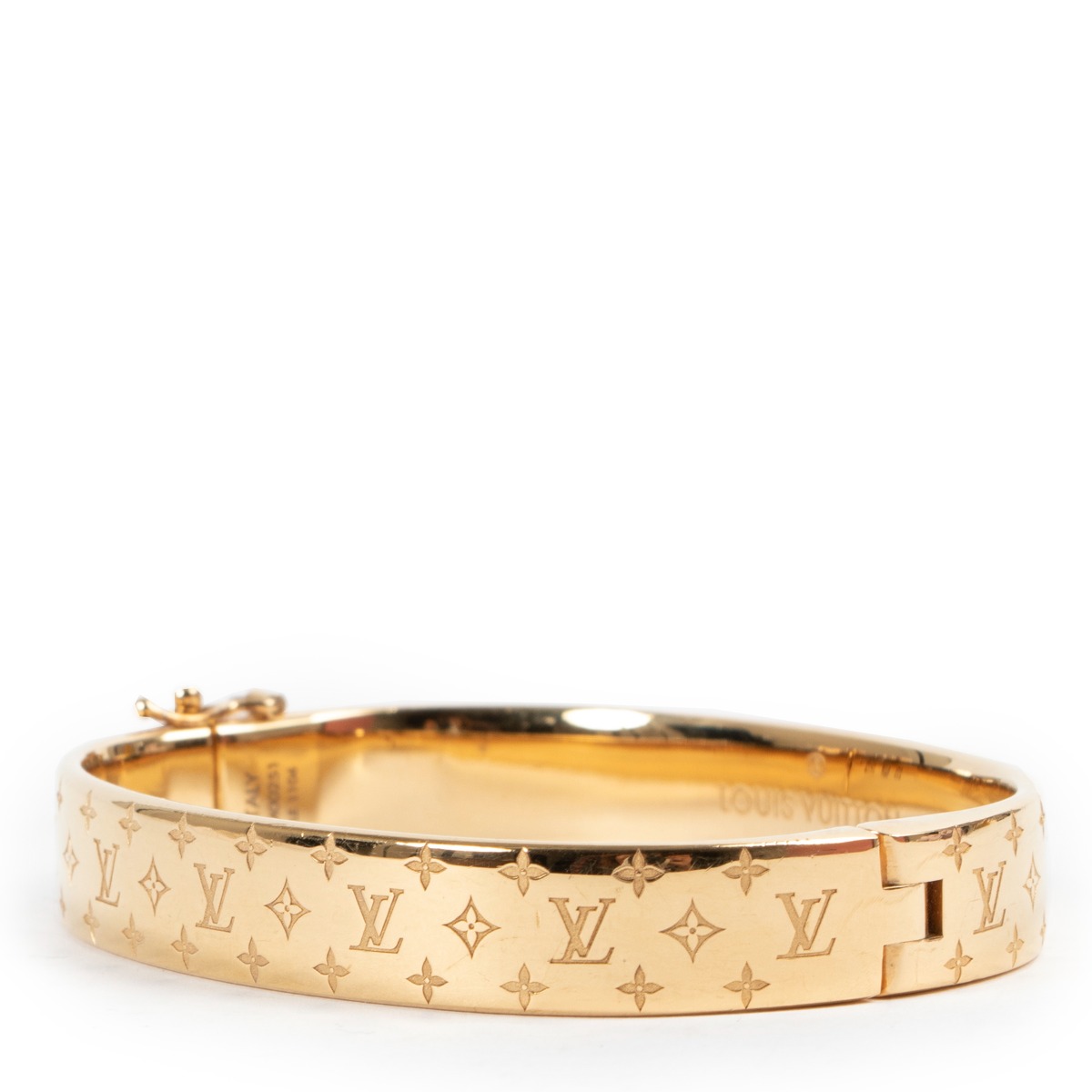 Louis Vuitton Nanogram Cuff Bracelet Metal with Crystals Gold 21663381