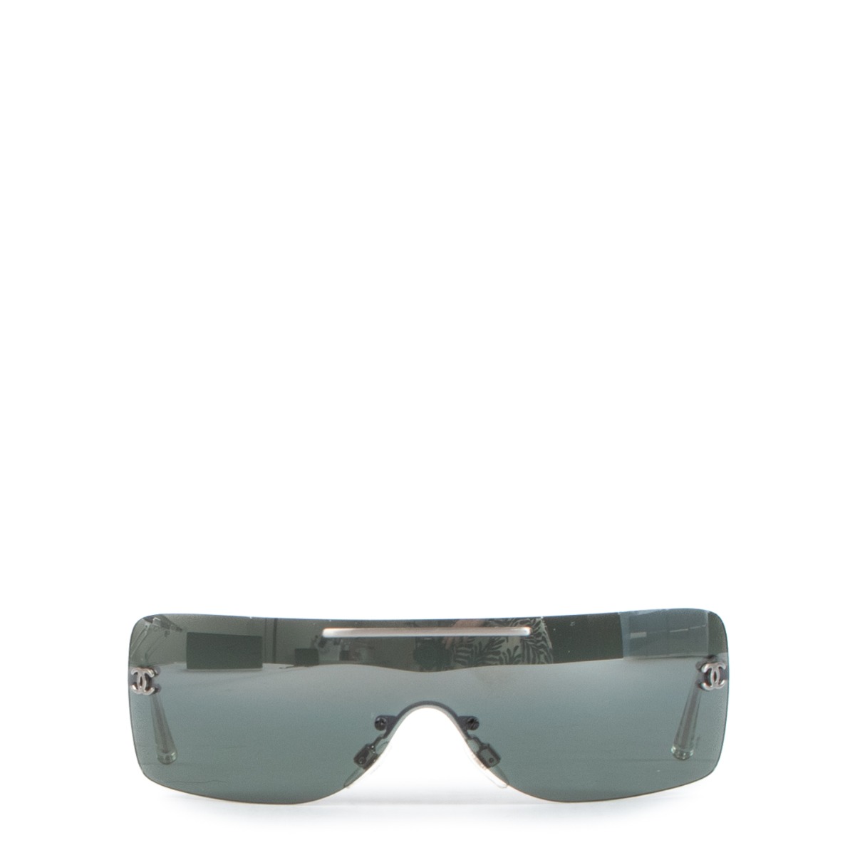 CHANEL Metal Shield Sunglasses Gold Grey 1190122